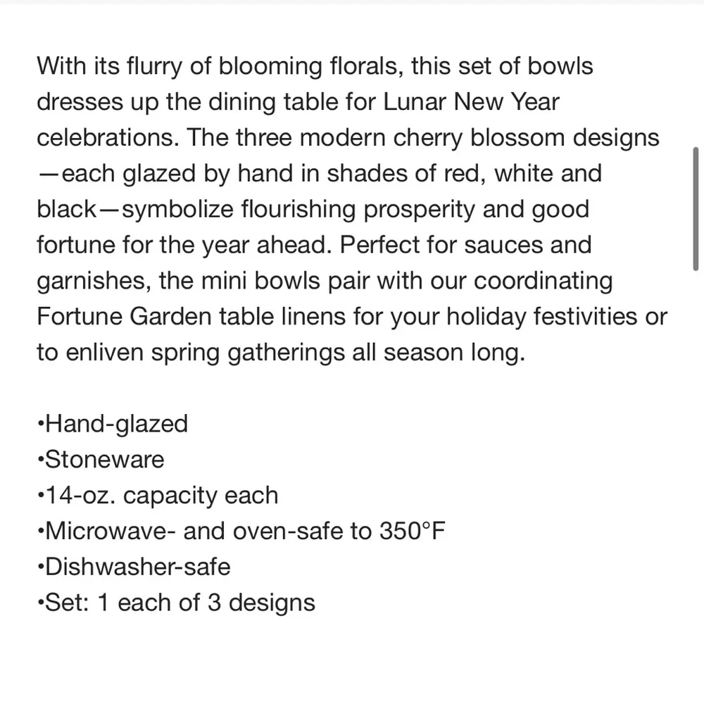 CRATE&BARREL NWT 3pc fortune garden stoneware nesting bowl set